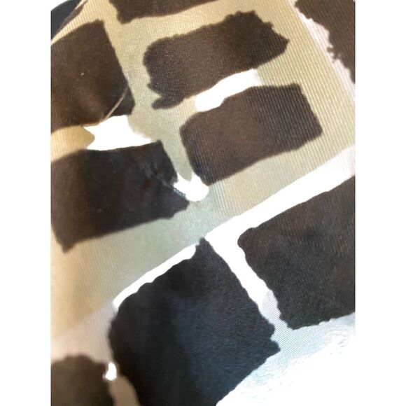 Echo long scarf white with brown abstract squares vintage - Picture 9 of 9